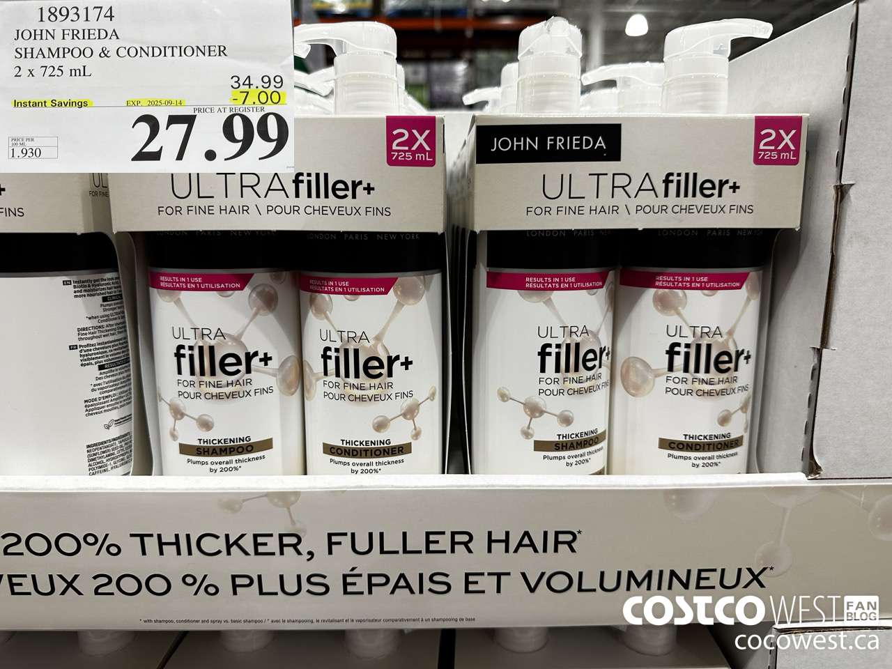 1893174 JOHN FRIEDA SHAMPOO & CONDITIONER 2 X 725ML ($7.00 INSTANT SAVINGS EXPIRES ON 2025-09-14) $27.99