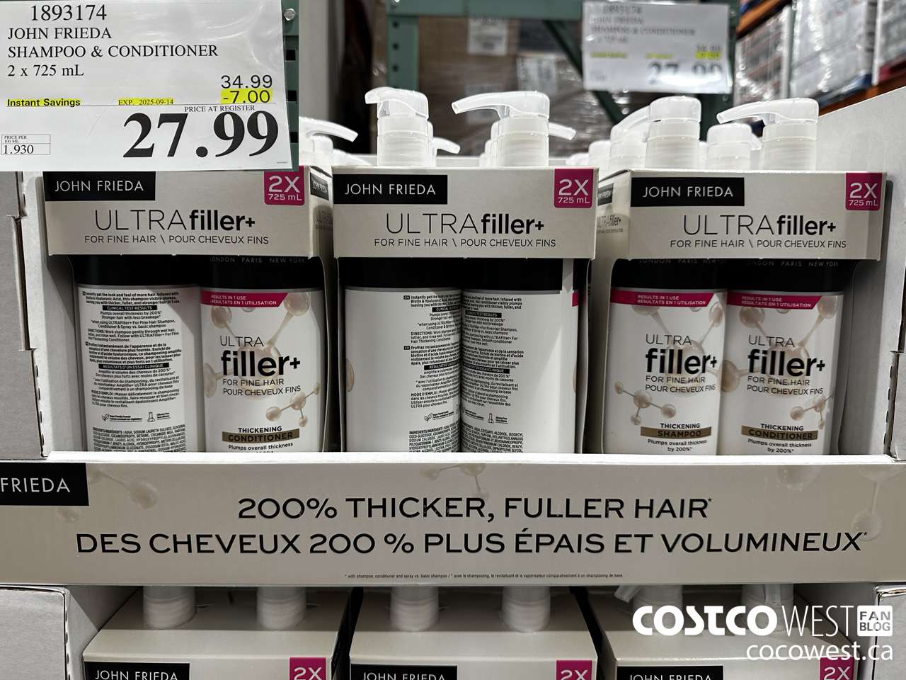 1893174 JOHN FRIEDA SHAMPOO & CONDITIONER 2 X 725ML ($7.00 INSTANT SAVINGS EXPIRES ON 2025-09-14) $27.99