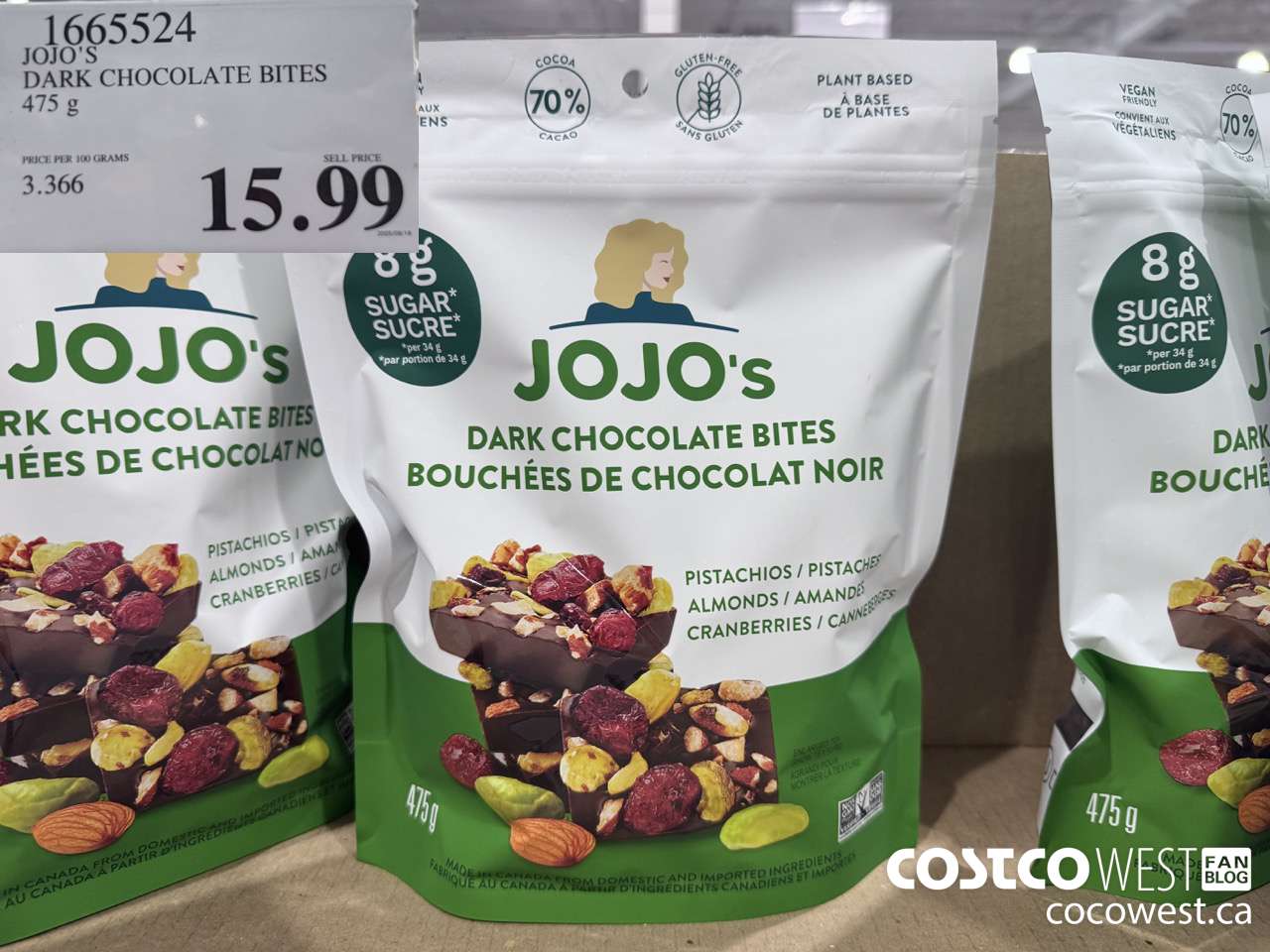 1665524 JOJO'S DARK CHOCOLATE BITES 475 G $15.99