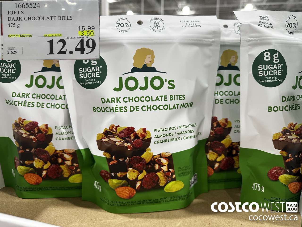 1665524 JOJO'S DARK CHOCOLATE BITES 475 G ($3.50 INSTANT SAVINGS EXPIRES ON 2025-09-28) $12.49