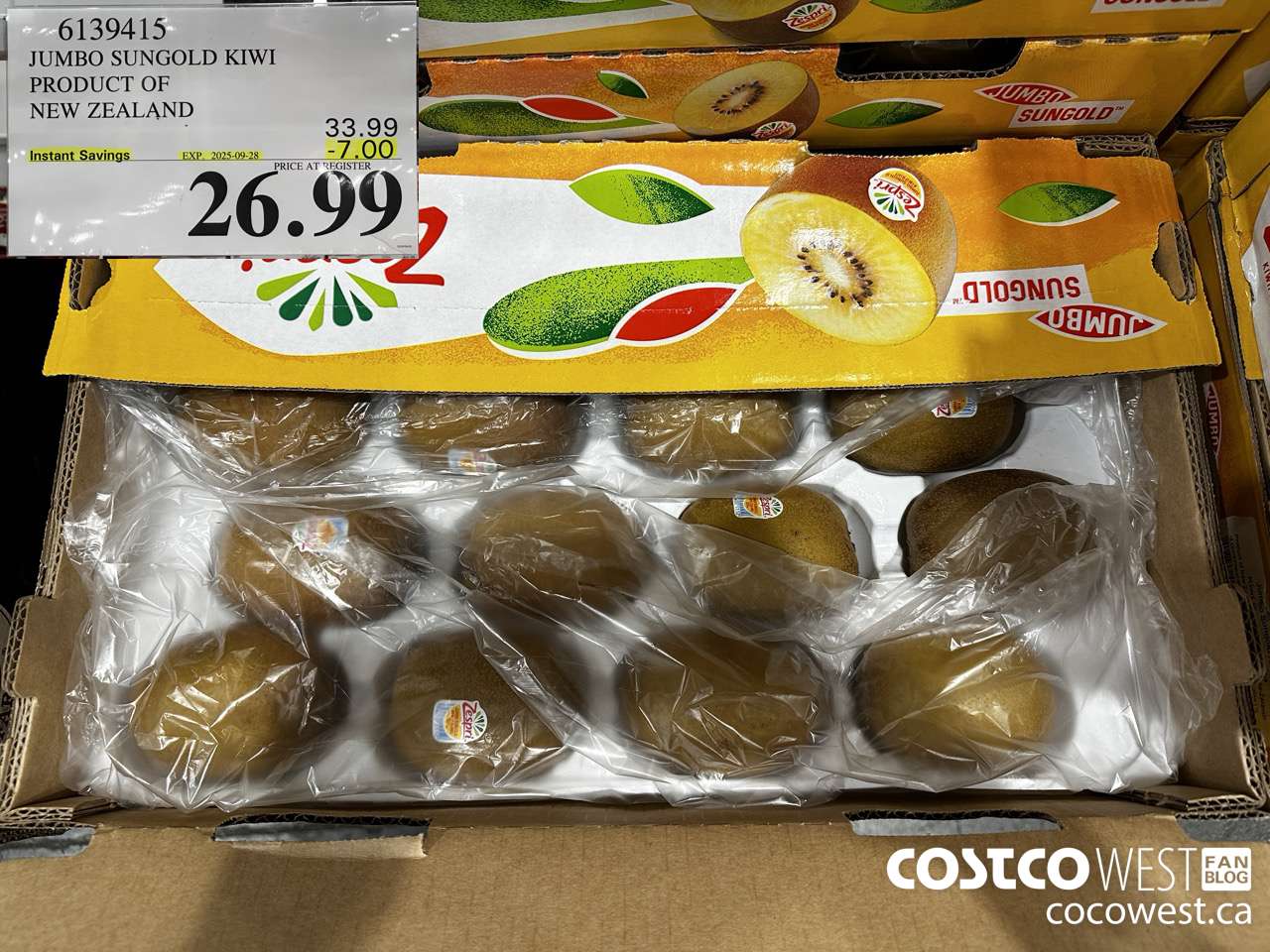 6139415 JUMBO SUNGOLD KIWI PRODUCT OF NEW ZEALAND ($7.00 INSTANT SAVINGS EXPIRES ON 2025-09-28) $26.99