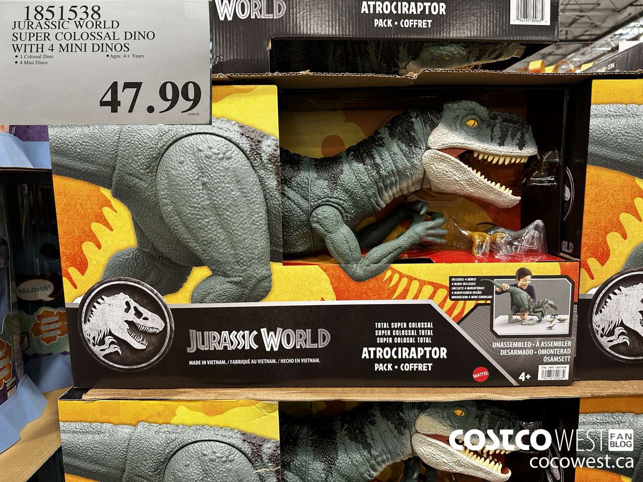 1851538 JURASSIC WORLD SUPER COLOSSAL DINO WITH 4 MINI DINOS $47.99