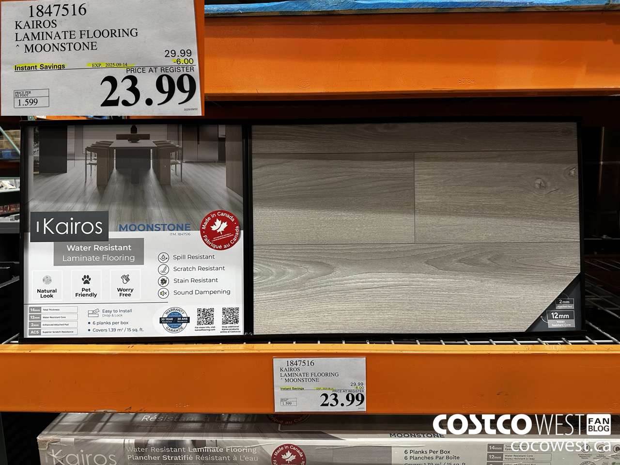 1847516 KAIROS LAMINATE FLOORING MOONSTONE ($6.00 INSTANT SAVINGS EXPIRES ON 2025-09-14) $23.99