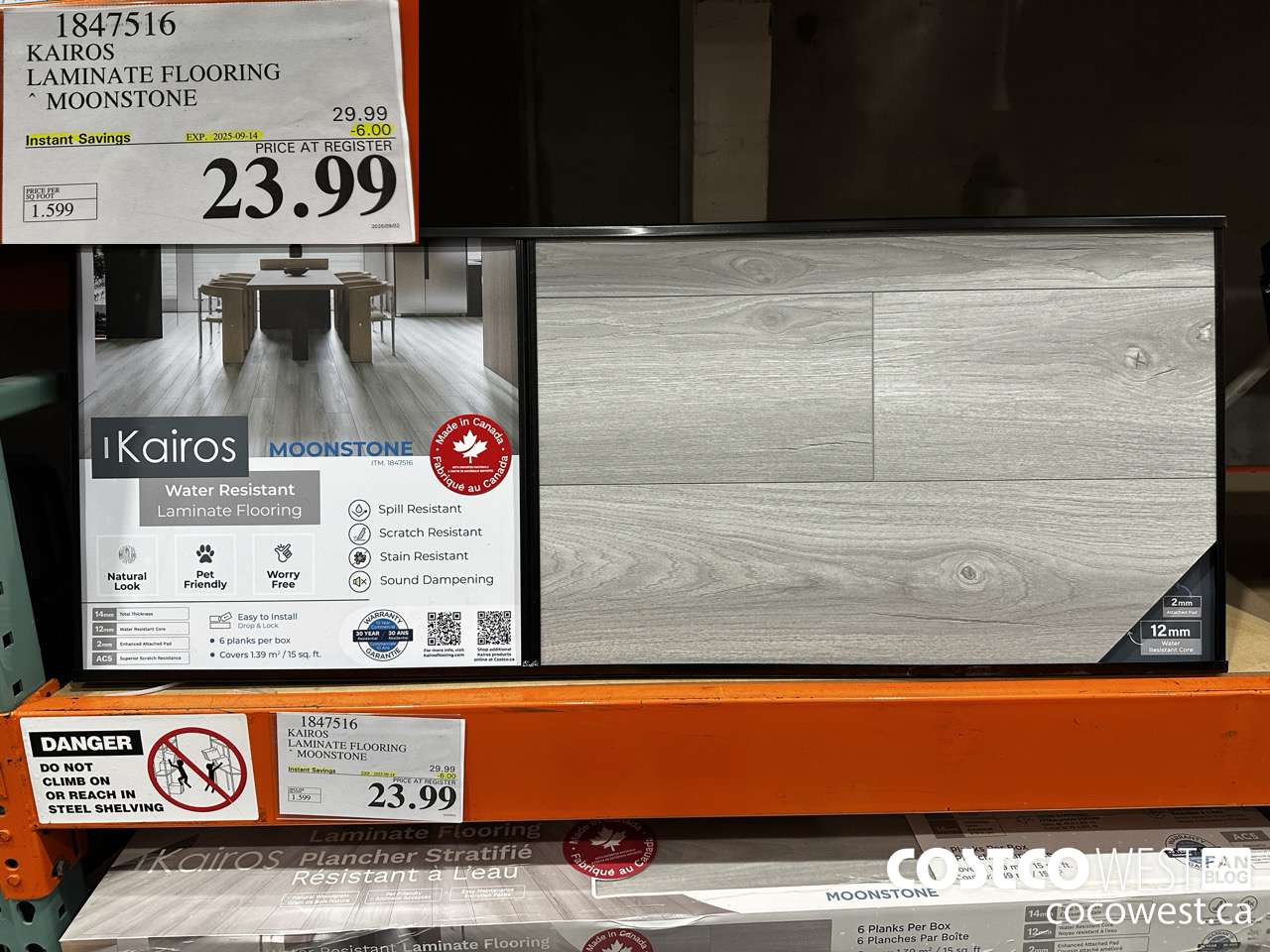 1847516 KAIROS LAMINATE FLOORING MOONSTONE ($6.00 INSTANT SAVINGS EXPIRES ON 2025-09-14) $23.99