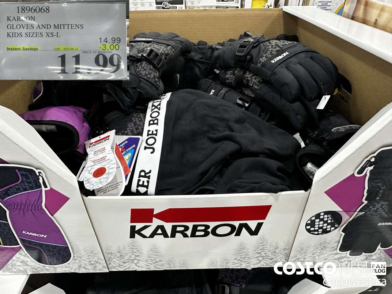 1896068 KARBON GLOVES AND MITTENS KIDS SIZES XS-L ($3.00 INSTANT SAVINGS EXPIRES ON 2025-09-14) $11.99