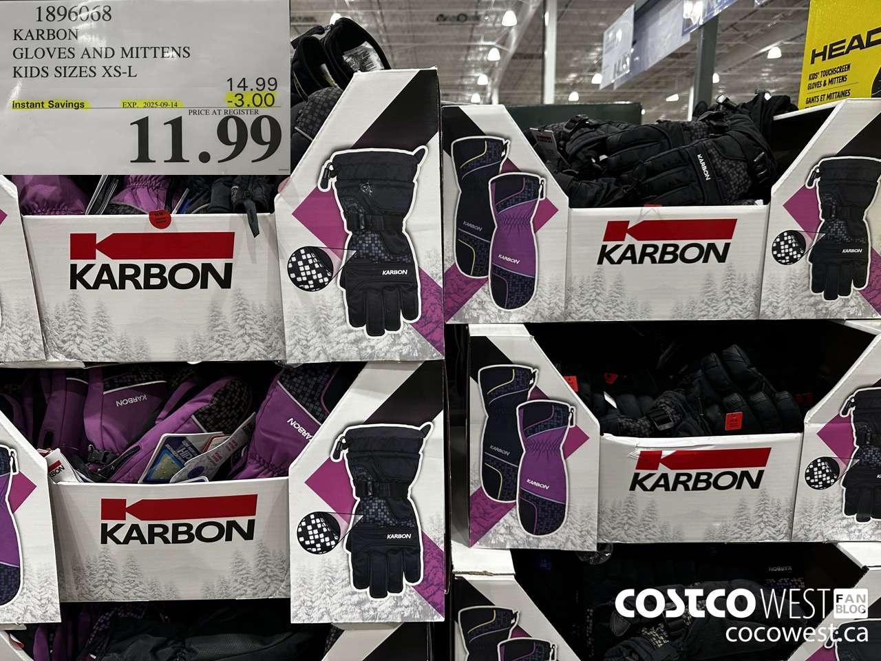 1896068 KARBON GLOVES AND MITTENS KIDS SIZES XS-L ($3.00 INSTANT SAVINGS EXPIRES ON 2025-09-14) $11.99