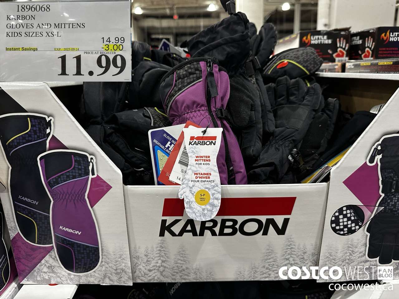 1896068 KARBON GLOVES AND MITTENS KIDS SIZES XS-L ($3.00 INSTANT SAVINGS EXPIRES ON 2025-09-14) $11.99