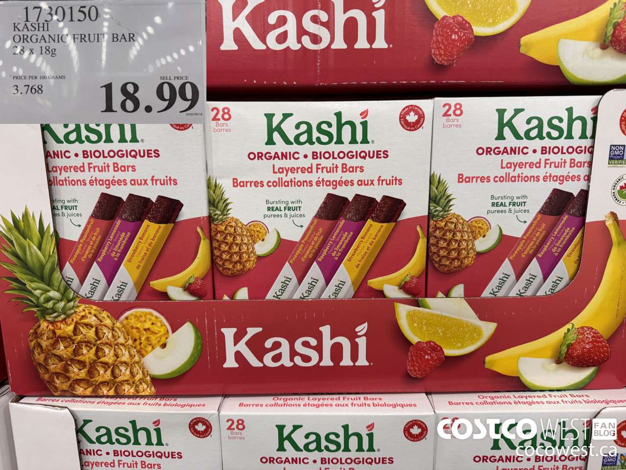 1730150 KASHI ORGANIC FRUIT BAR 28 X 18G $18.99