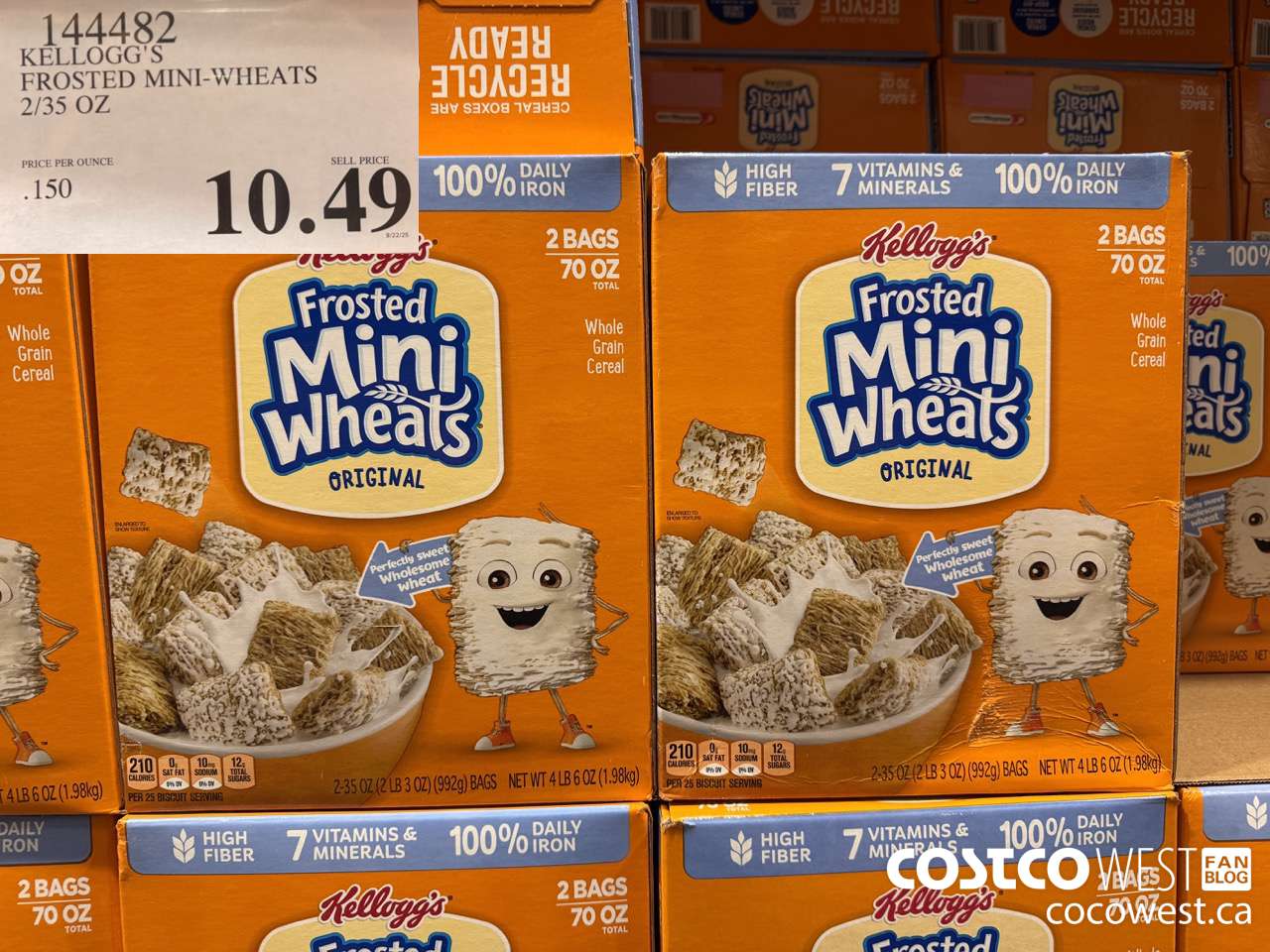 144482 KELLOGG'S FROSTED MINI-WHEATS 2/35 OZ $10.49