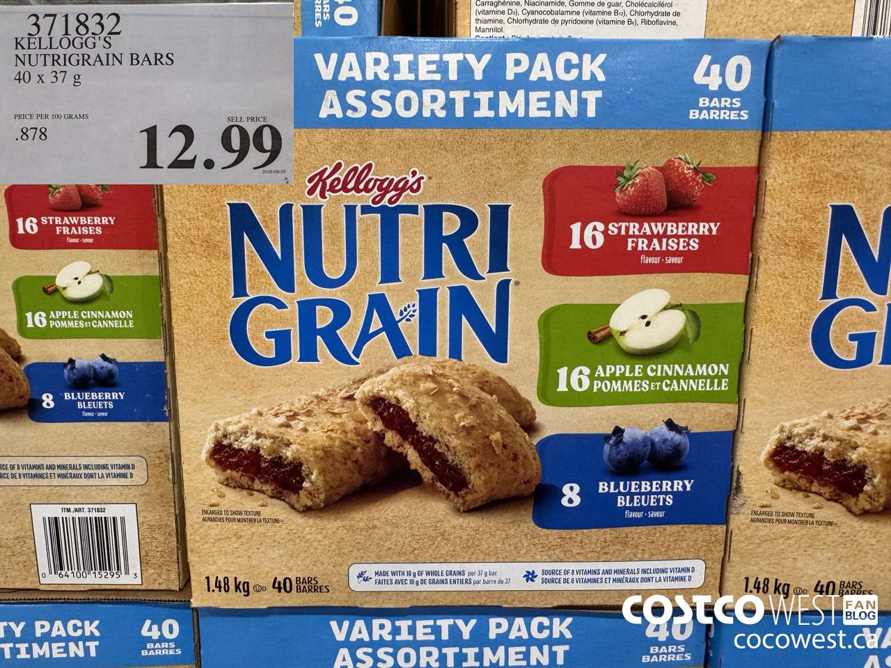 371832 KELLOGG'S NUTRIGRAIN BARS 40 X 37 G $12.99