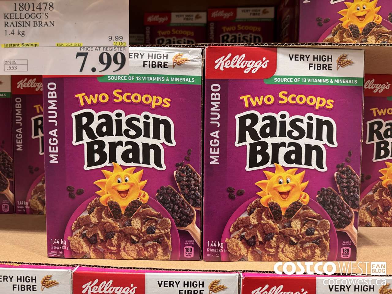 1801478 KELLOGG'S RAISIN BRAN 1.4KG ($2.00 INSTANT SAVINGS EXPIRES ON 2025-10-12) $7.99