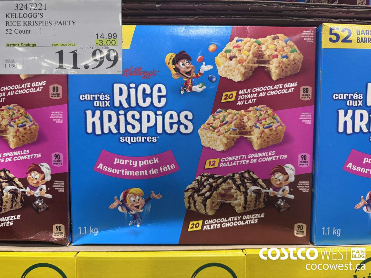 3247221 KELLOGG'S RICE KRISPIES PARTY 52 COUNT ($3.00 INSTANT SAVINGS EXPIRES ON 2025-09-21) $11.99