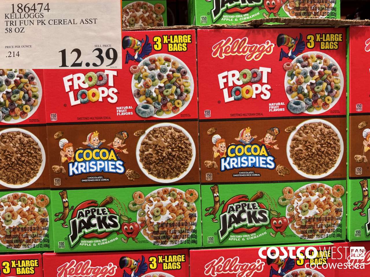 186474 KELLOGGS TRI FUN PK CEREAL ASST 58 OZ $12.39