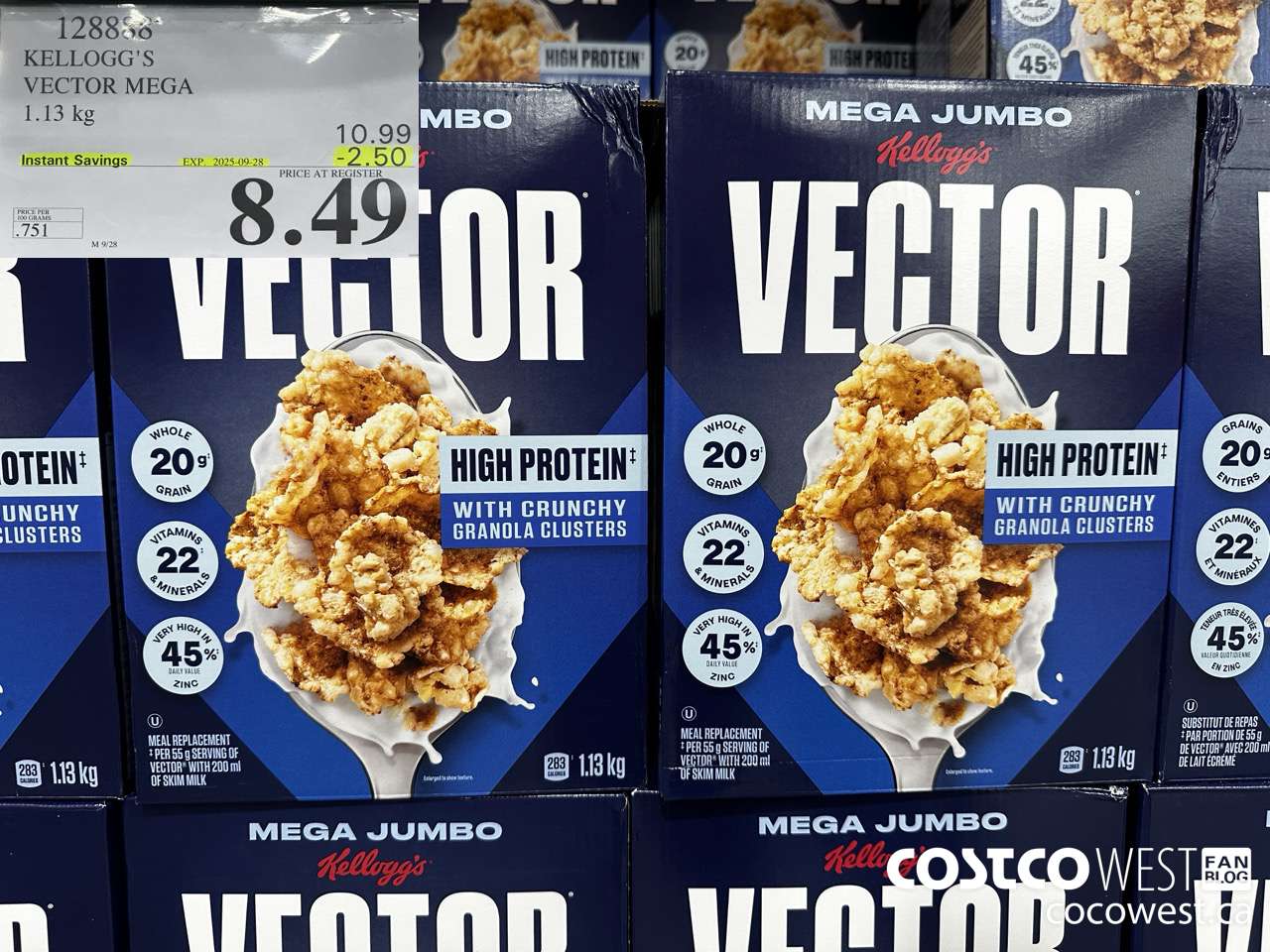 128888 KELLOGGS VECTOR MEGA 1.13KG ($2.50 INSTANT SAVINGS EXPIRES ON 2025-09-28) $8.49