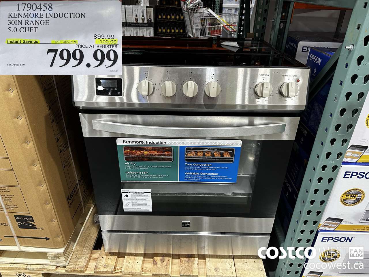 1790458 KENMORE INDUCTION 30IN RANGE 5.0 CUFT ($100.00 INSTANT SAVINGS EXPIRES ON 2025-09-38) $799.99