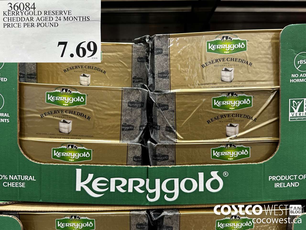 36084 KERRYGOLD RESERVE CHEDDAR AGED 24 MONTHS PRICE PER POUND  $7.69