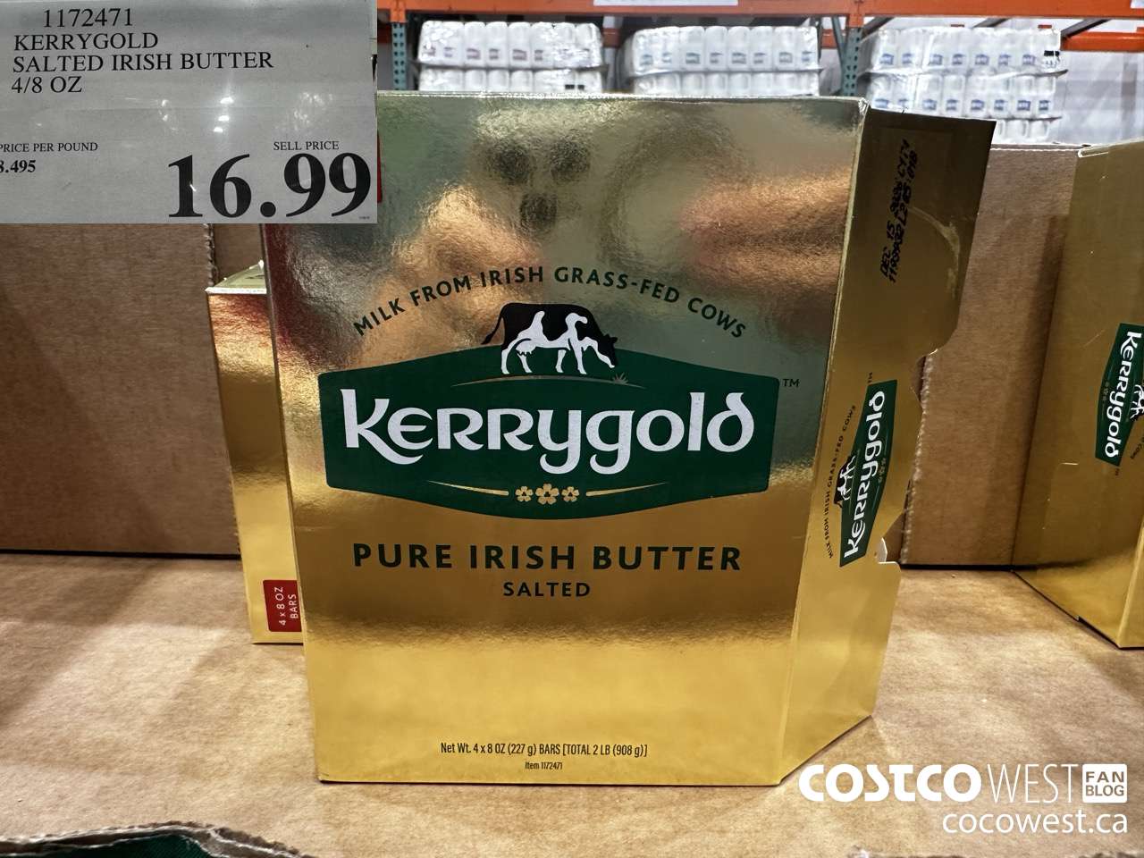 1172471 KERRYGOLD SALTED IRISH BUTTER 4/8 OZ $16.99