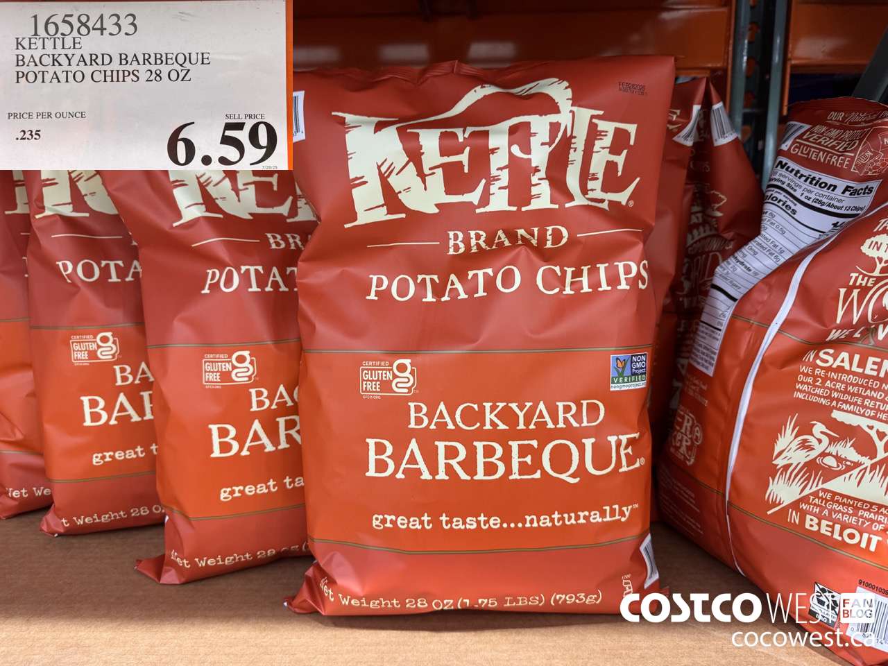 1658433 KETTLE BACKYARD BARBEQUE POTATO CHIPS 28 OZ $6.59