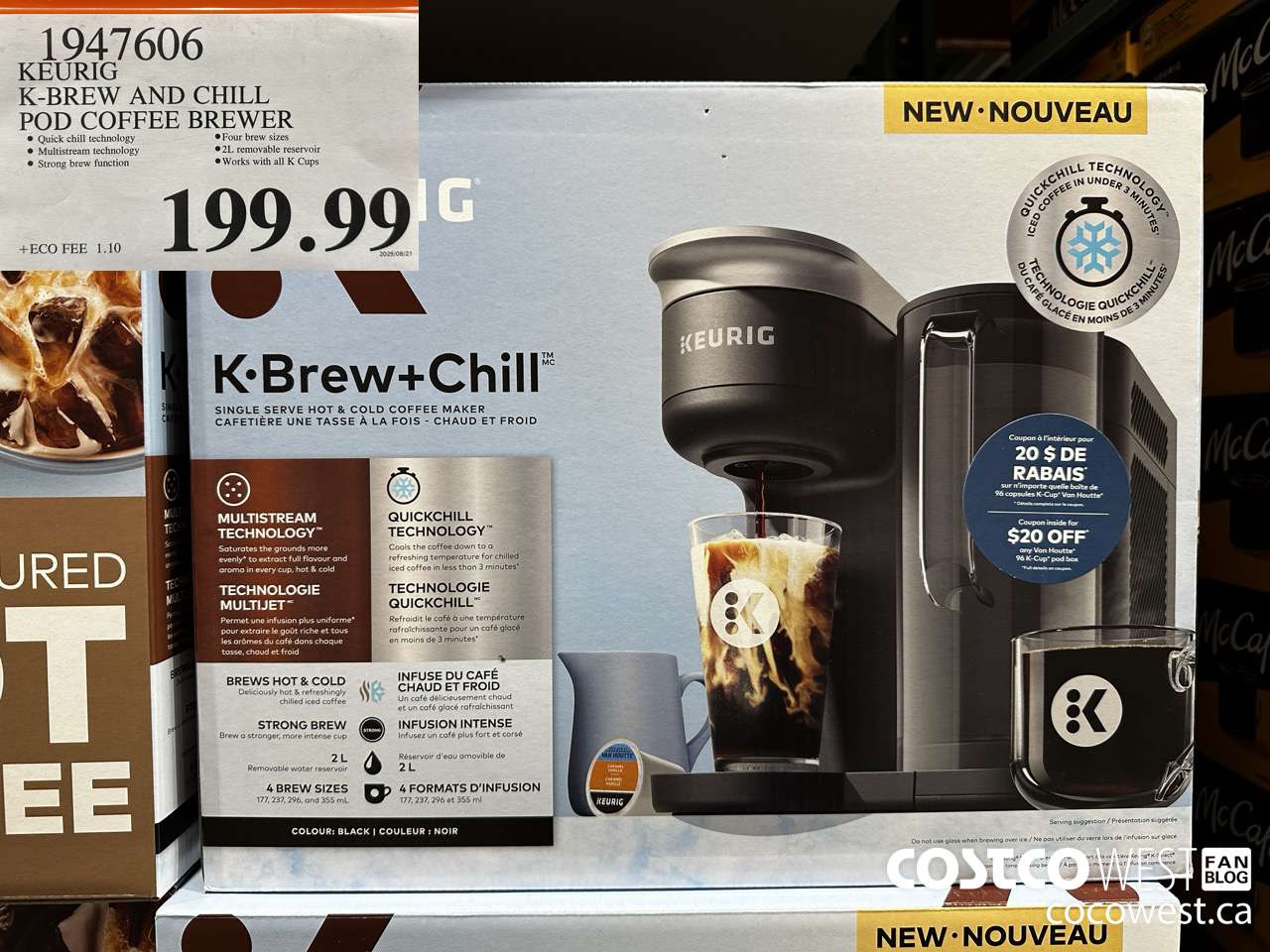 1947606 KEURIG K-BREW AND CHILL POD COFFEE BREWER $199.99