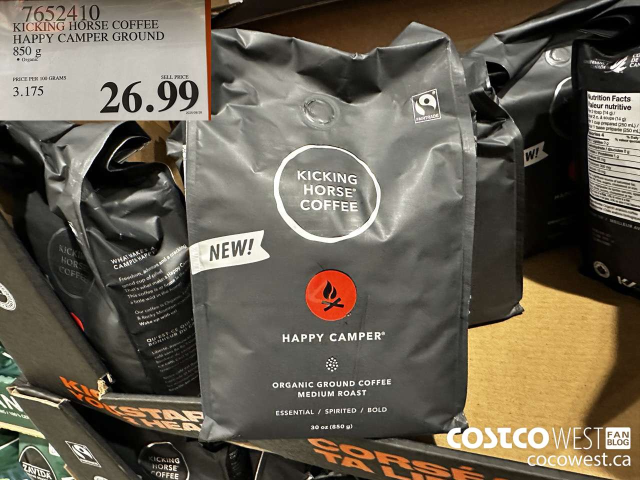 7652410 KICKING HORSE COFFEE HAPPY CAMPER GROUND 850G $26.99