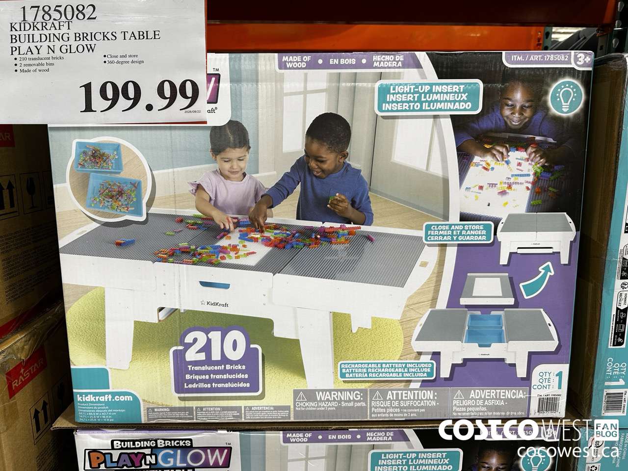 1785082 KIDKRAFT BUILDING BRICKS TABLE PLAY N GLOW $199.99