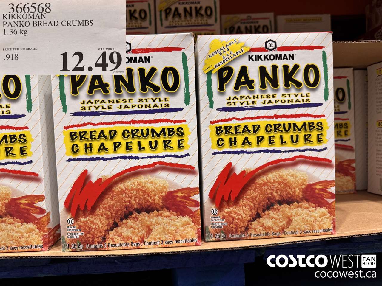 366568 KIKKOMAN PANKO BREAD CRUMBS 1.36 kg $12.49