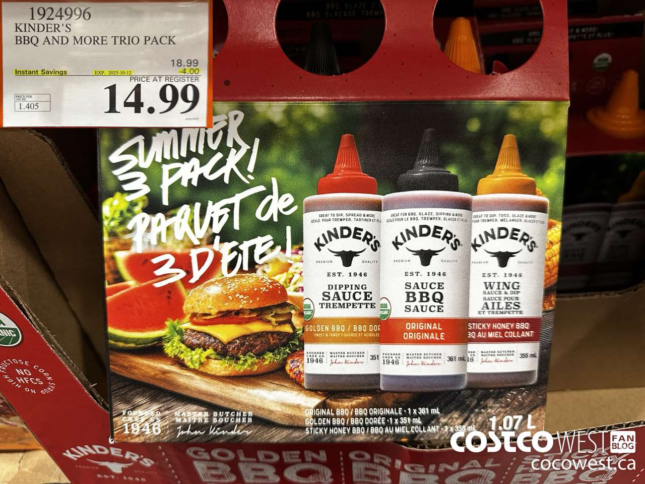 1924996 KINDER'S BBQ AND MORE TRIO PACK ($4.00 INSTANT SAVINGS EXPIRES ON 2025-10-12) $14.99
