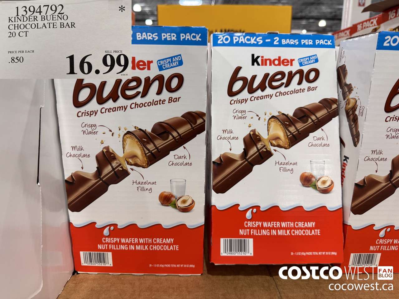 1394792 KINDER BUENO CHOCOLATE BAR 20 CT $16.99