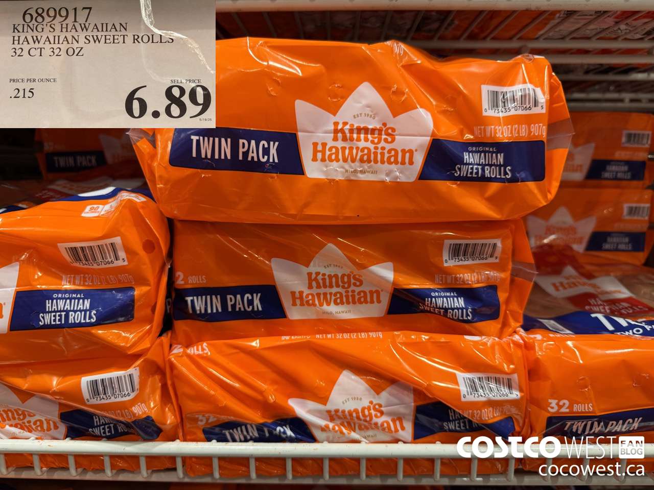 689917 KING'S HAWAIIAN HAWAIIAN SWEET ROLLS 32 CT 32 OZ $6.89