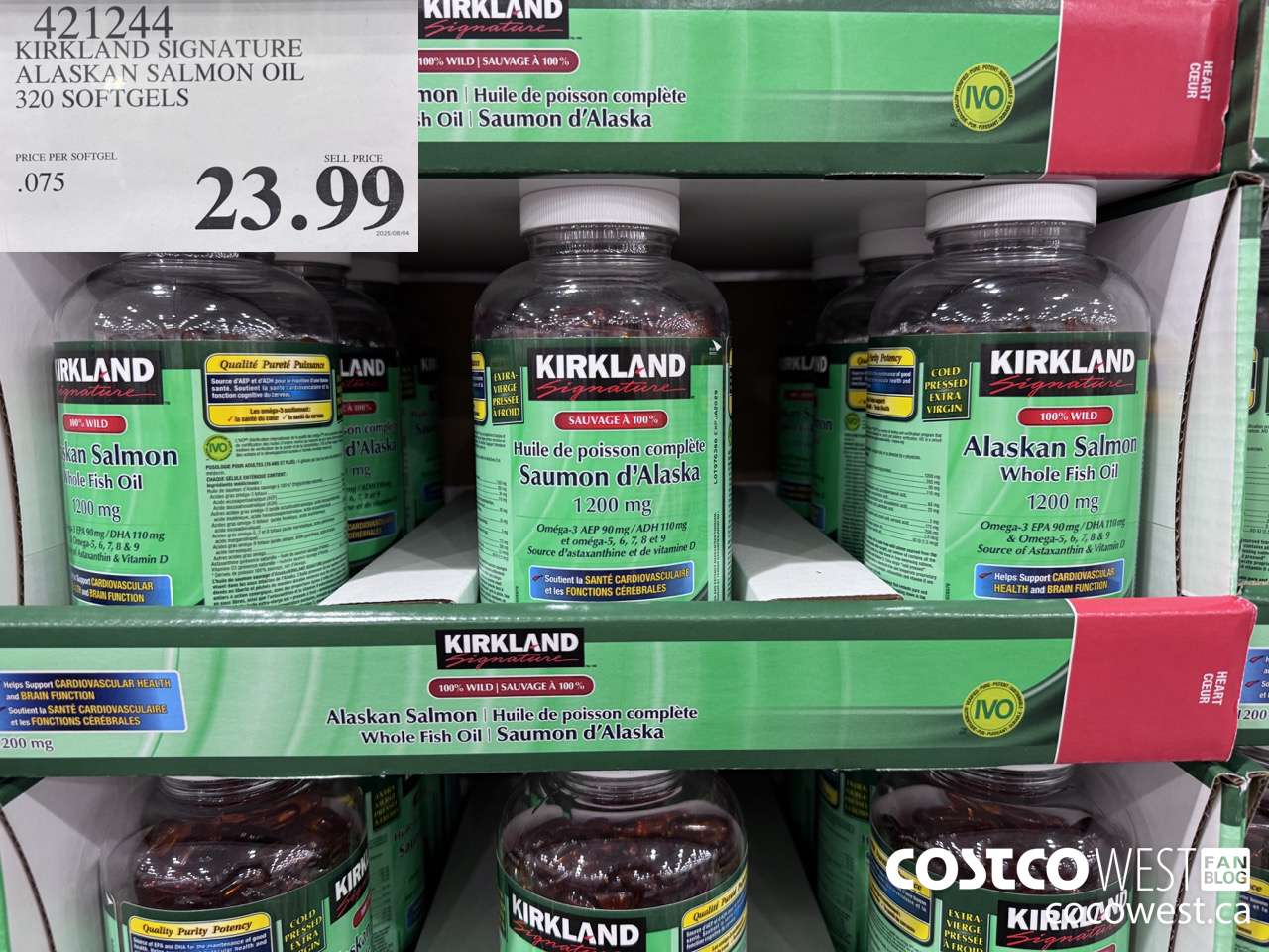 421244 KIRKLAND SIGNATURE 100% PURE ALASKAN SALMON OIL 320S $23.99