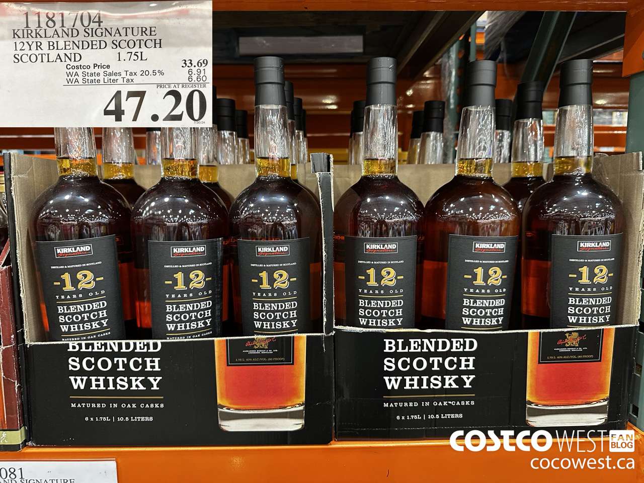 1181704 KIRKLAND SIGNATURE 12YR BLENDED SCOTCH SCOTLAND 1.75L $47.20