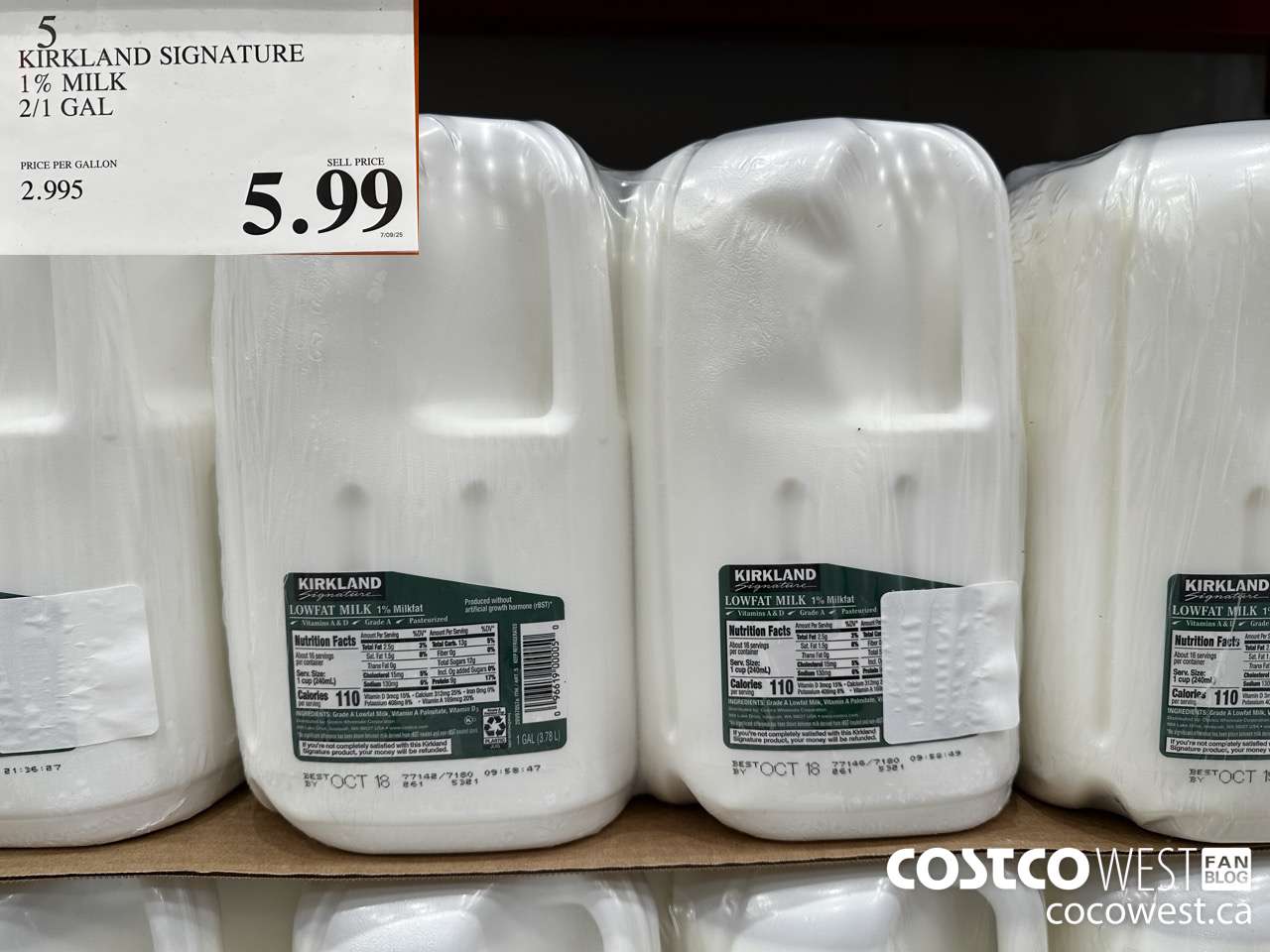 0005 KIRKLAND SIGNATURE 1% MILK 2/1 GAL $5.99