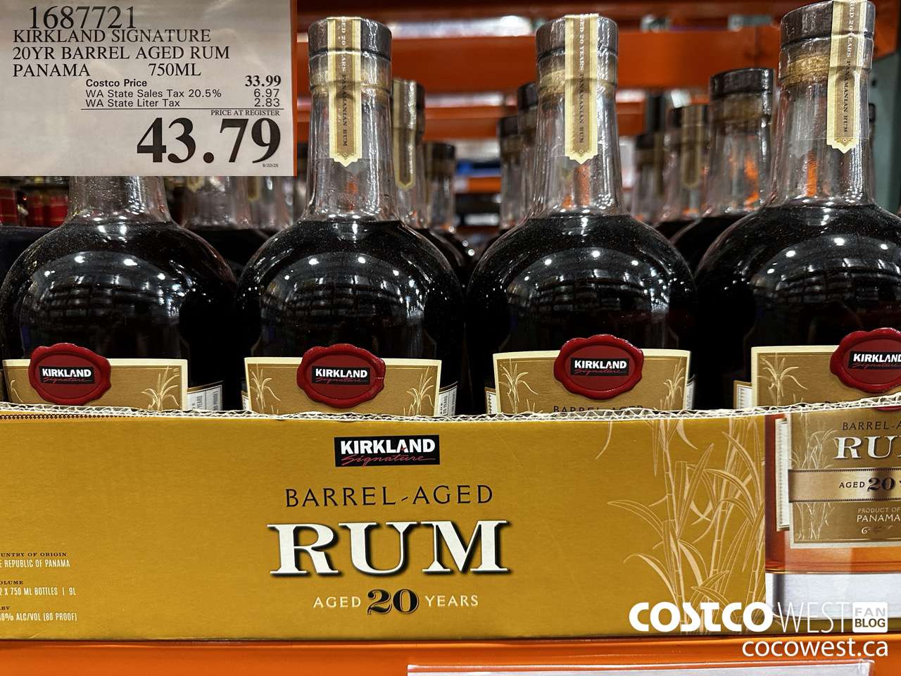 1687721 KIRKLAND SIGNATURE 20YR BARREL AGED RUM PANAMA 750ML $43.79