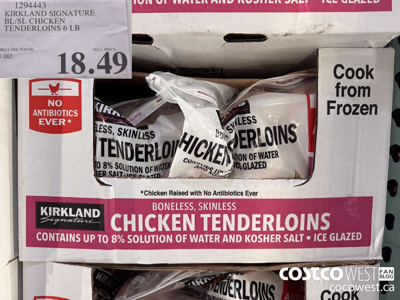 1294443 KIRKLAND SIGNATURE BL/SL CHICKEN TENDERLOINS 6 LB  $18.49