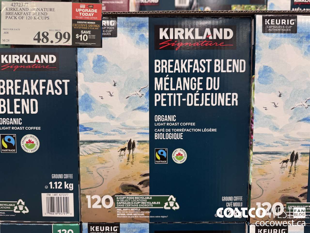 4272377 KIRKLAND SIGNATURE BREAKFAST BLEND PACK OF 120 K-CUPS ($10.00 INSTANT SAVINGS EXPIRES ON 2025-09-28) $38.99