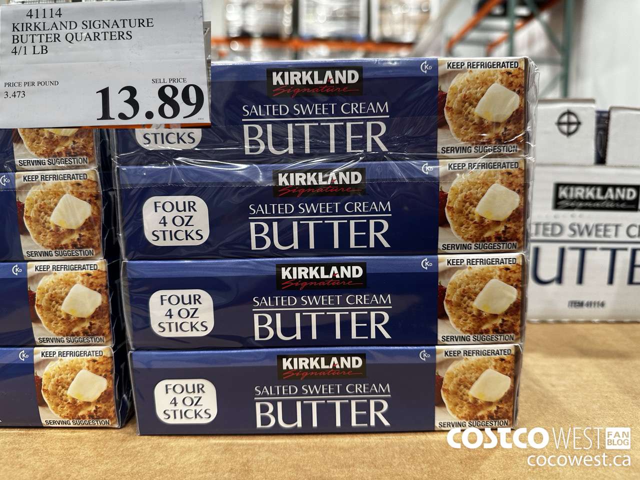 41114 KIRKLAND SIGNATURE BUTTER QUARTERS 4/1 LB $13.89