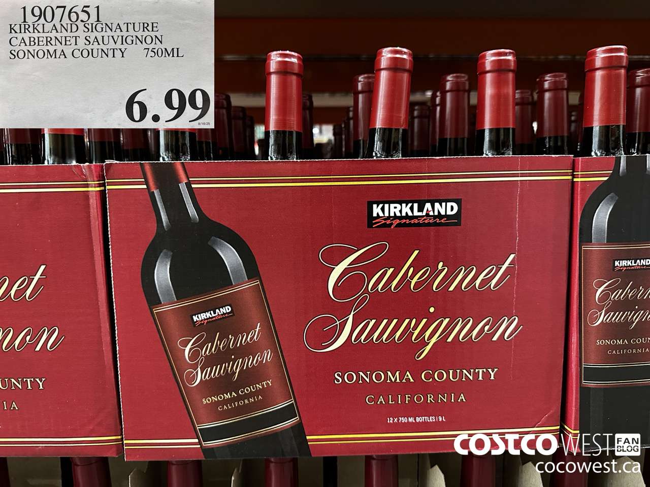 1907651 KIRKLAND SIGNATURE CABERNET SAUVIGNON SONOMA COUNTY 750ML $6.99