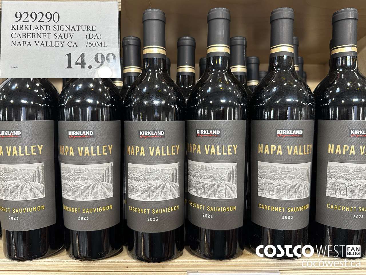 929290 KIRKLAND SIGNATURE CABERNET SAUV (DA) NAPA VALLEY CA 750ML $14.99