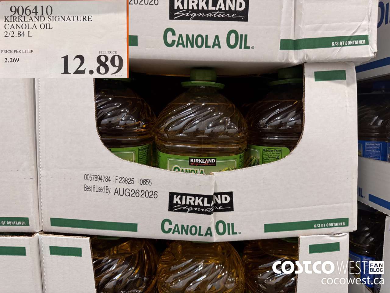 906410 KIRKLAND SIGNATURE CANOLA OIL 2/2.84L $12.89