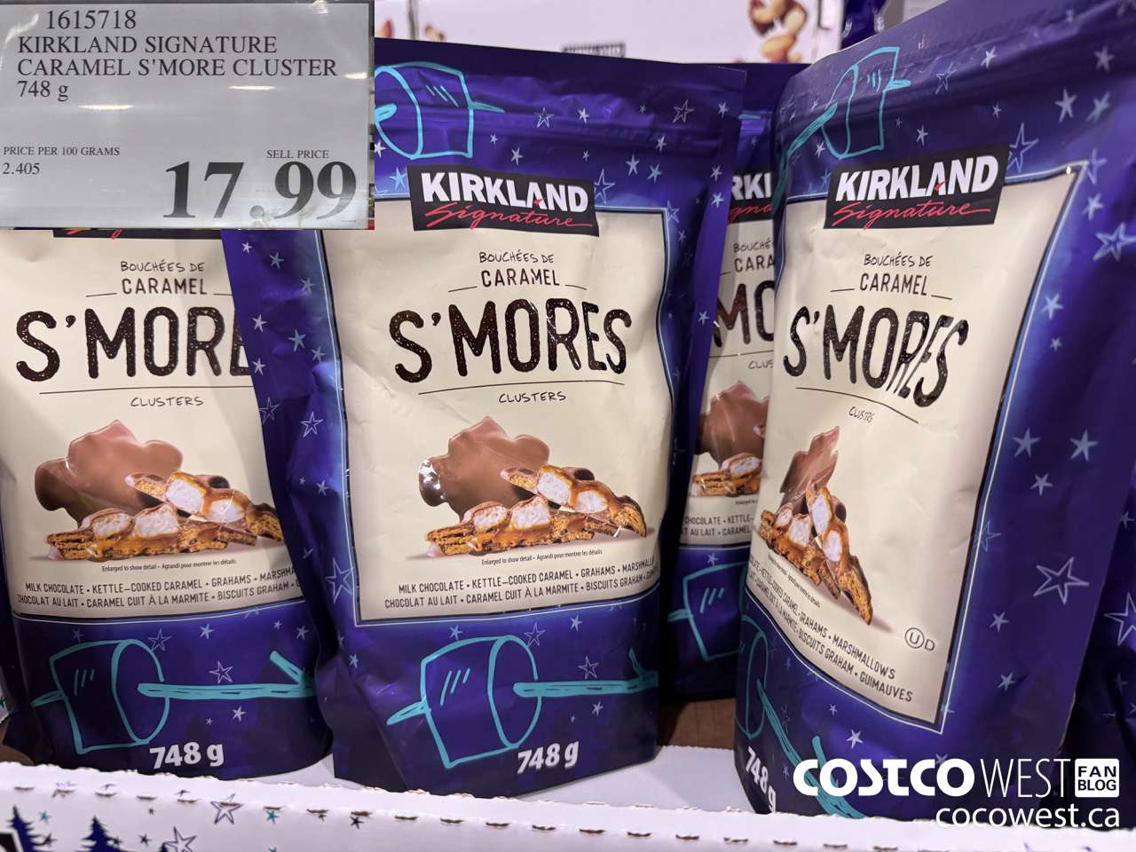 1615718 KIRKLAND SIGNATURE CARAMEL S'MORE CLUSTER 748G $17.99
