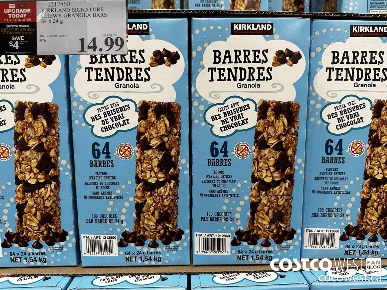 1212860 KIRKLAND SIGNATURE CHEWY GRANOLA BARS 64 X 24 G $14.99