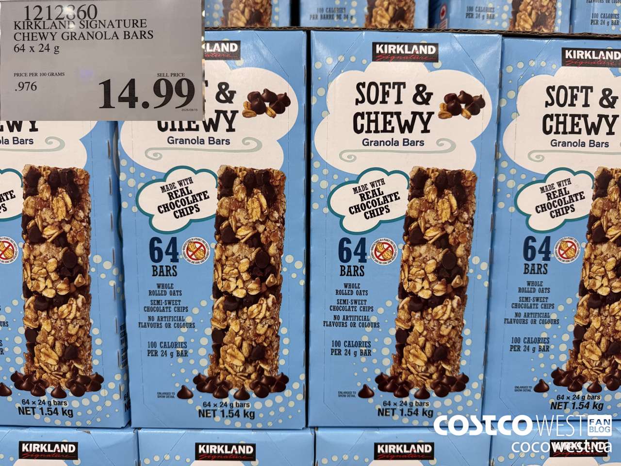 1212860 KIRKLAND SIGNATURE CHEWY GRANOLA BARS 64 X 24 G $14.99