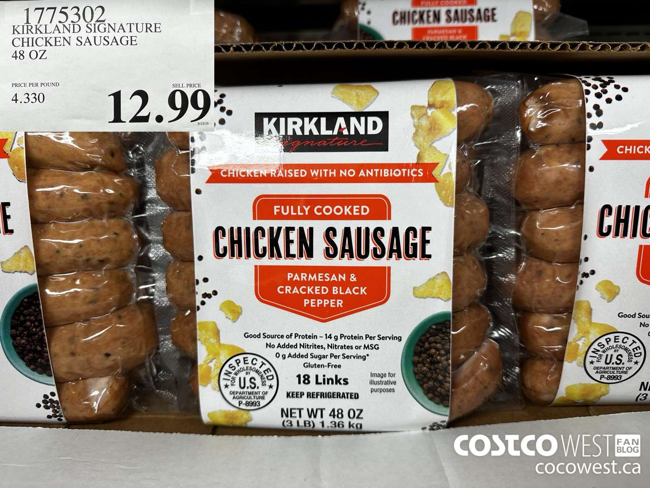 1775302 KIRKLAND SIGNATURE CHICKEN SAUSAGE 48 OZ $12.99