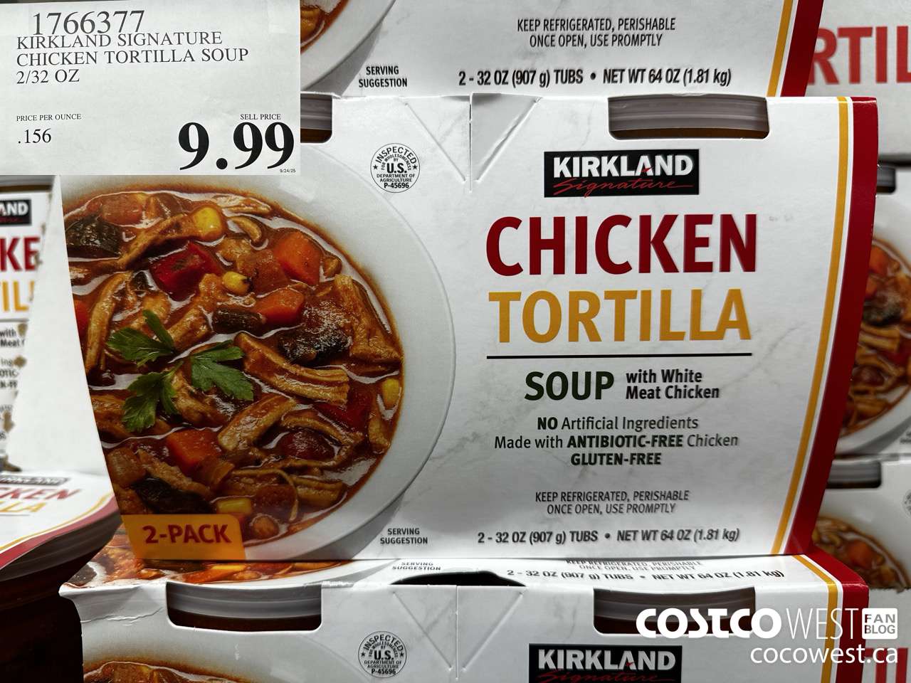 1766377 KIRKLAND SIGNATURE CHICKEN TORTILLA SOUP 2/32 OZ $9.99