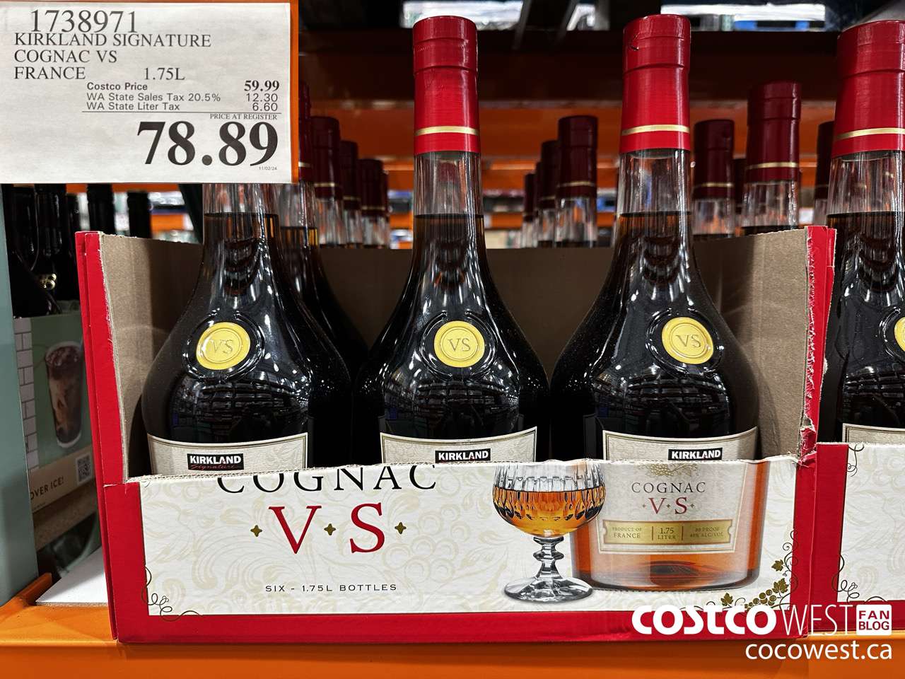 1738971 KIRKLAND SIGNATURE COGNAC VS FRANCE 1.75L $78.89