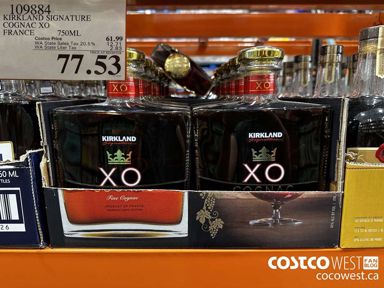 109884 KIRKLAND SIGNATURE COGNAC XO FRANCE 750ML $77.53