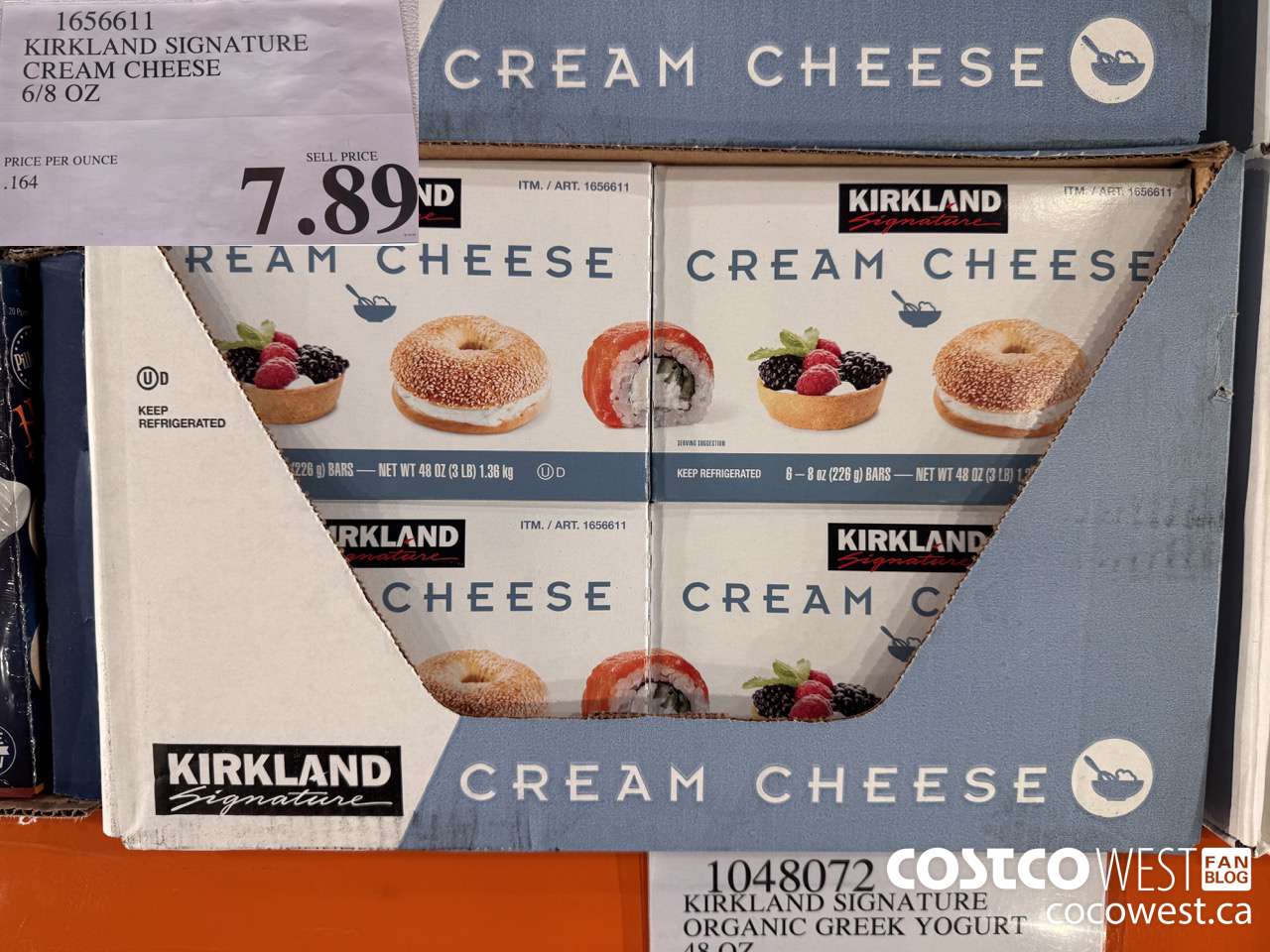 1656611 KIRKLAND SIGNATURE CREAM CHEESE 6/8 OZ $7.89
