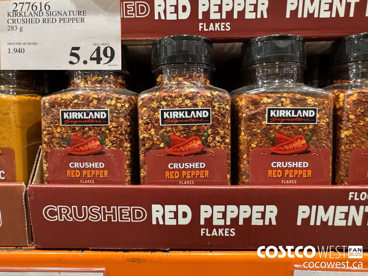 277616 KIRKLAND SIGNATURE CRUSHED RED PEPPER 283 g $5.49