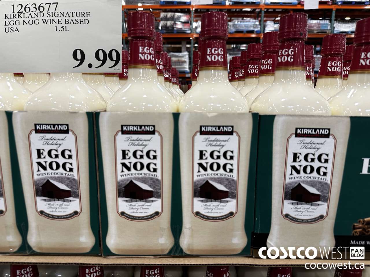 1263677 KIRKLAND SIGNATURE EGG NOG WINE BASED USA 1.5L  $9.99