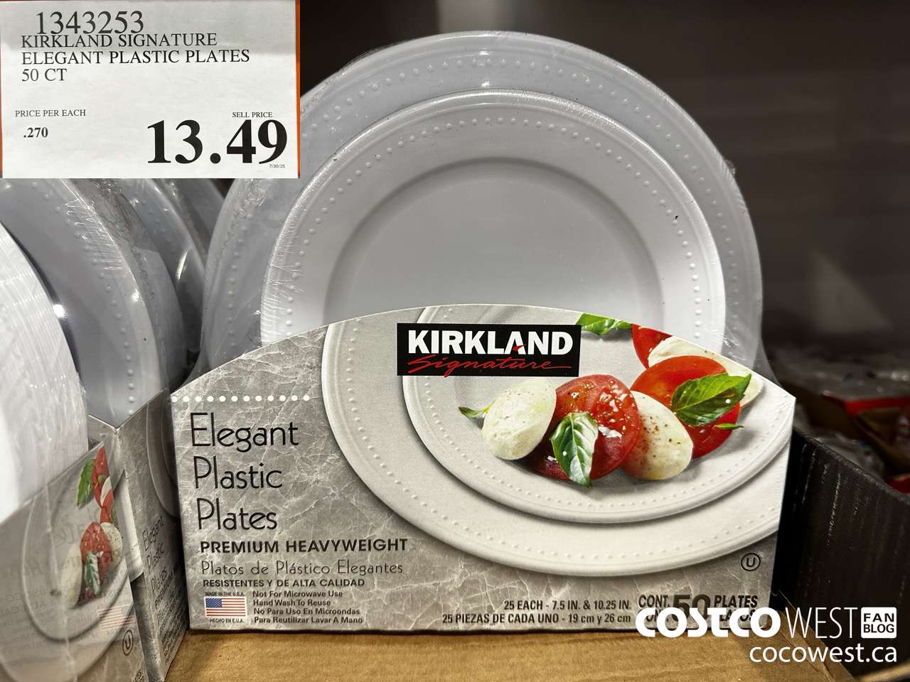 1343253 KIRKLAND SIGNATURE ELEGANT PLASTIC PLATES 50 CT $13.49
